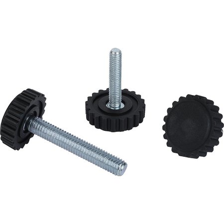 Levelling Foot W. Knurled Plate M06X16, D=28,5, Polyamide, Comp:Steel